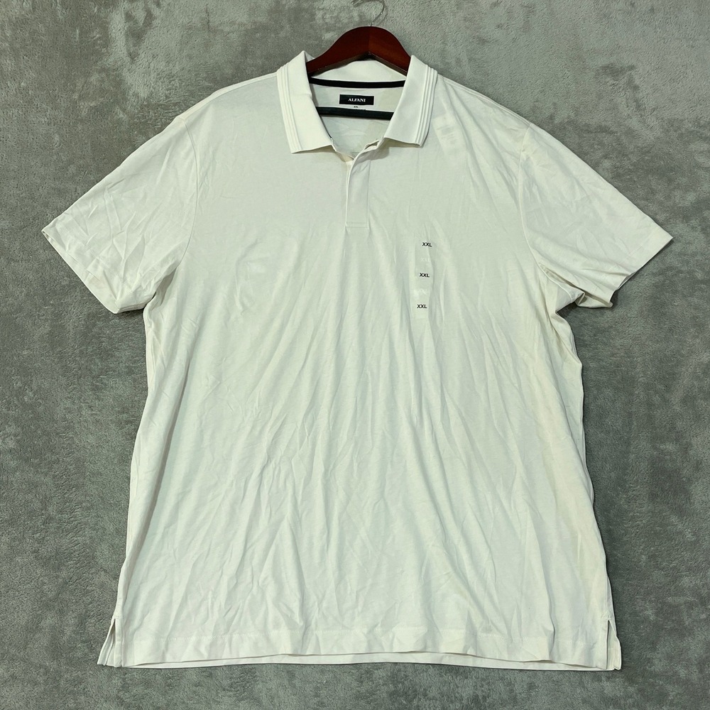 NWT Alfani Men's XXL Mercerized Polo Shirt Vintage White 100% Cotton
